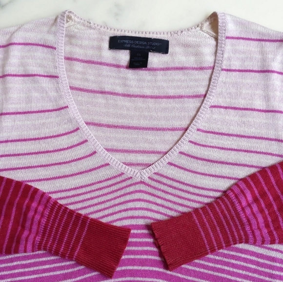 Express Vintage Silk Cashmere Striped Sweater - Picture 3 of 5